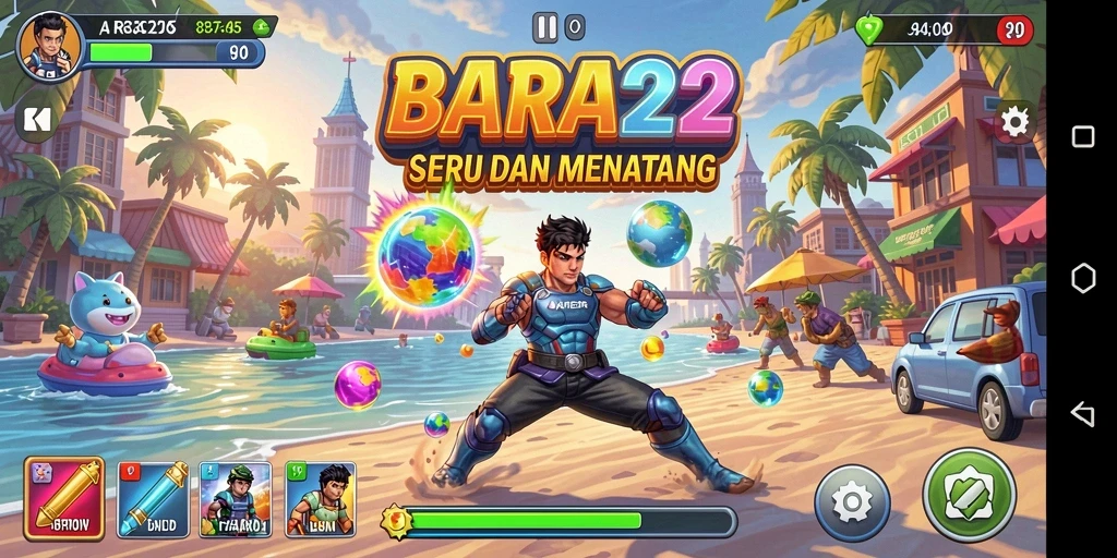 Screenshot utama BARA22 menampilkan aksi gameplay yang seru dan menantang.