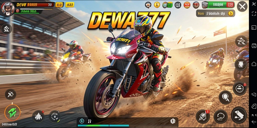 Tampilan seru balapan motor dalam DEWA777 yang menegangkan.