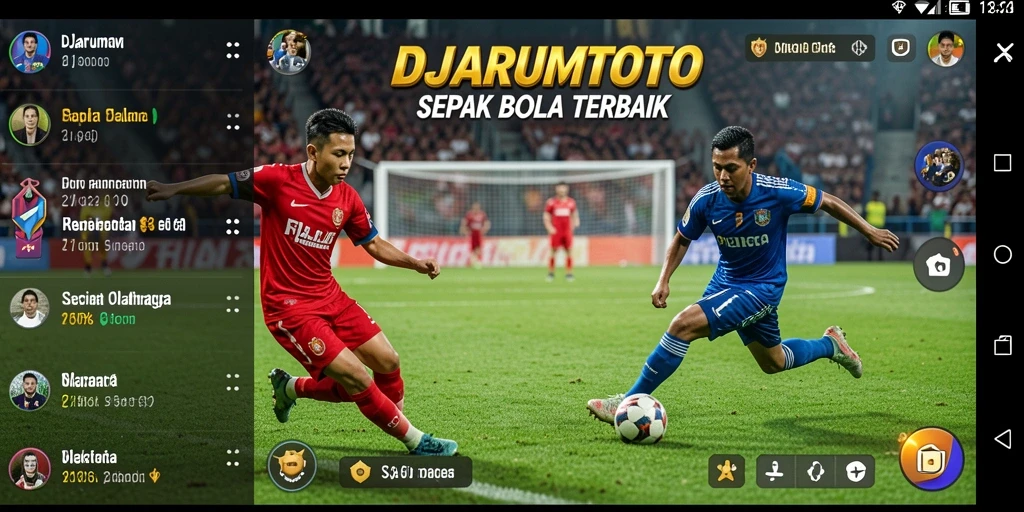 Tampilan gameplay DJARUMTOTO yang penuh aksi dan strategi sepak bola.