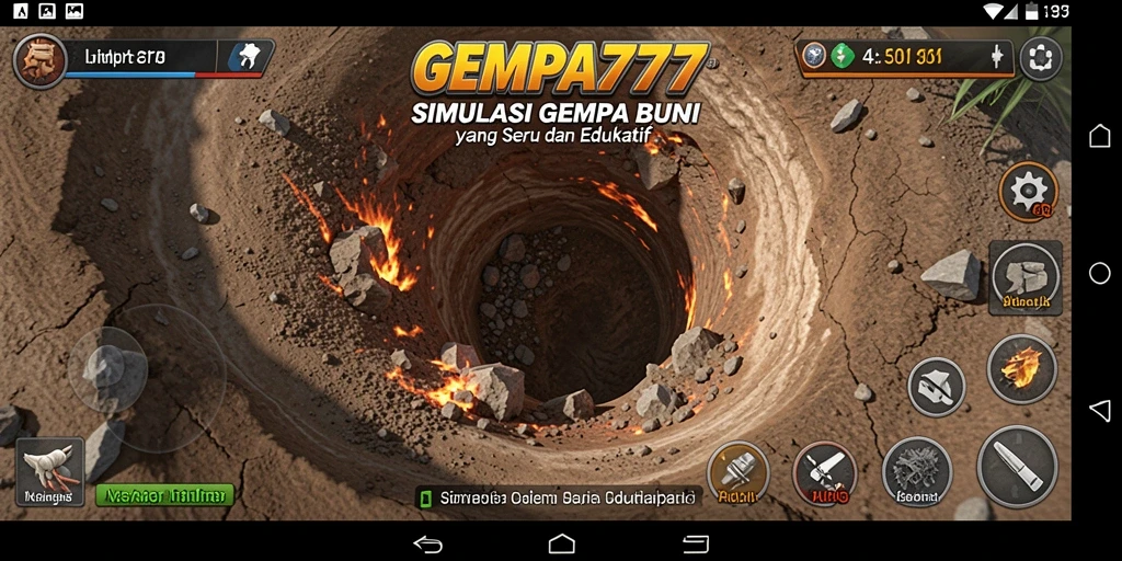 Gameplay GEMPA777 yang mendidik dan mendebarkan saat simulasi gempa bumi.