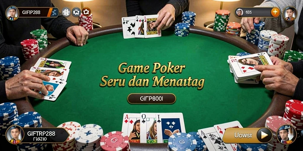 Tampilan gameplay seru di GIFTRP288 dengan berbagai pilihan permainan Poker.