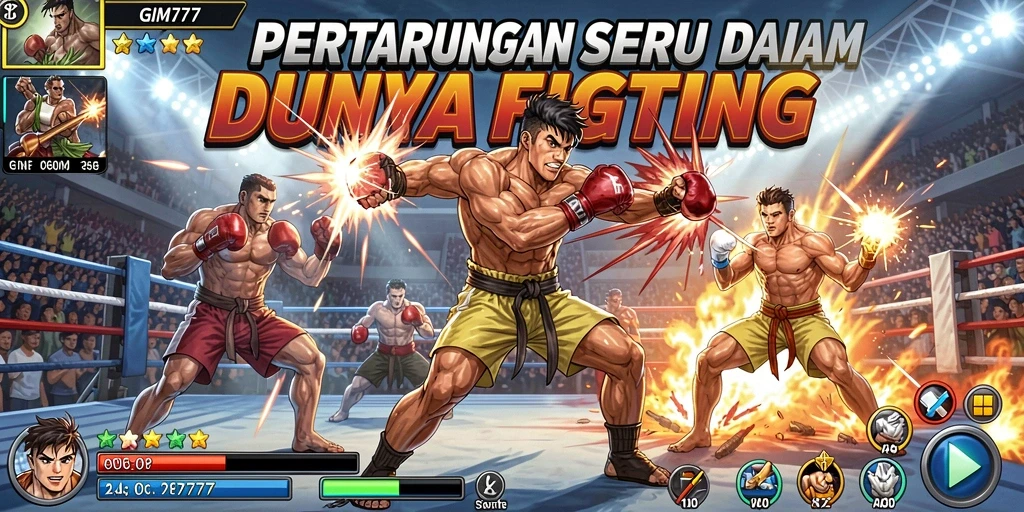 Tangkapan layar GIM777 menampilkan aksi pertarungan seru dengan karakter unik.