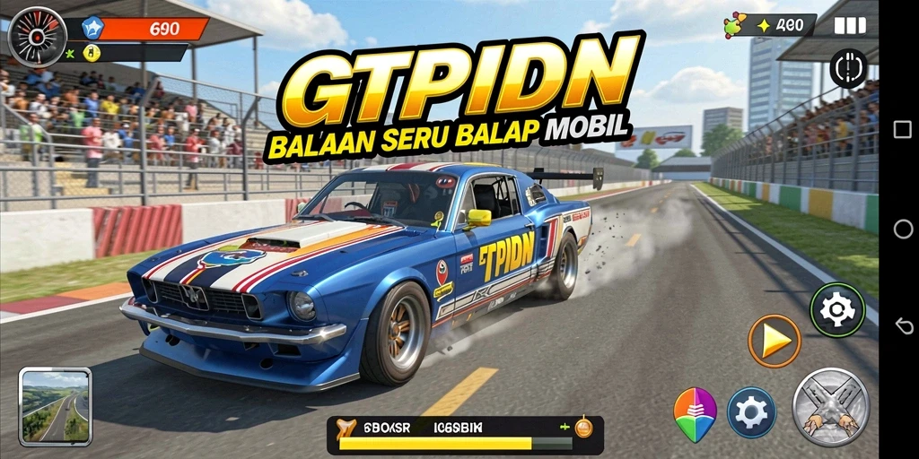 Screenshot gameplay GTPIDN yang menampilkan aksi balapan seru dan grafis menakjubkan.
