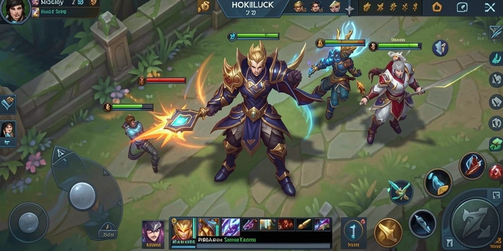 Tangkapan layar menunjukkan aksi seru gameplay HOKILUCK MOBA.