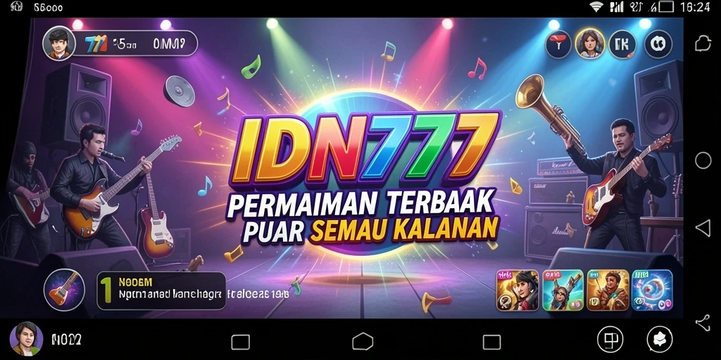 Screenshot utama IDN777 menampilkan gameplay seru dengan berbagai lagu.