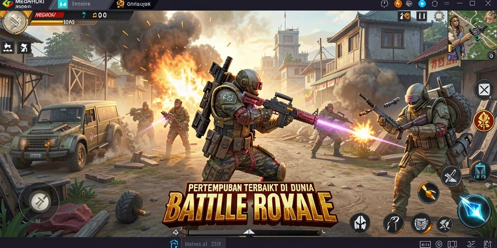 Screenshot menampilkan aksi menegangkan di arena Battle Royale.