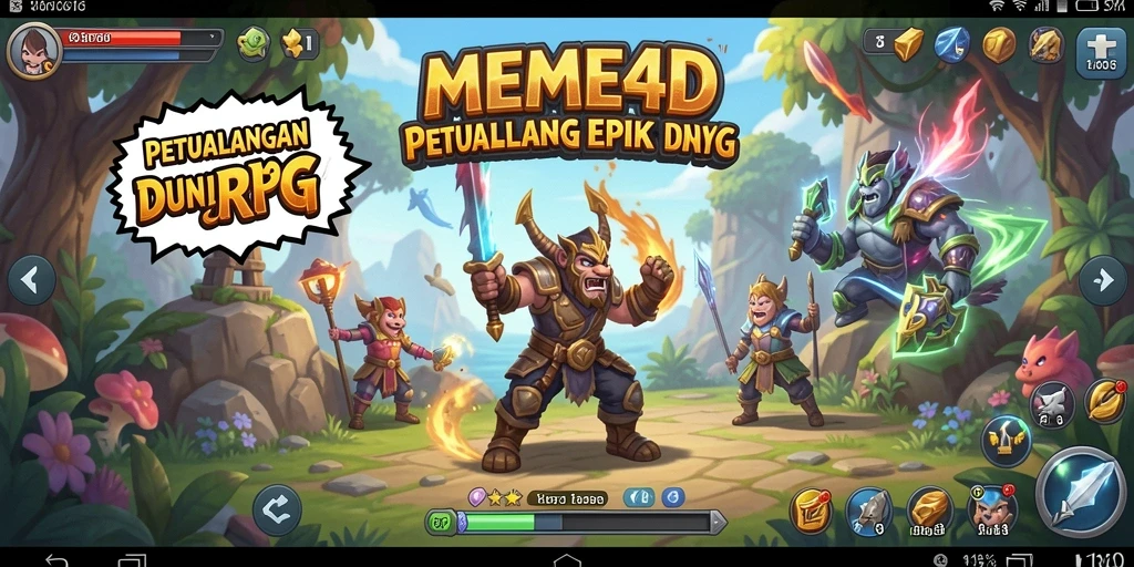 Tangkapan layar permainan MEME4D menampilkan aksi RPG yang intens.