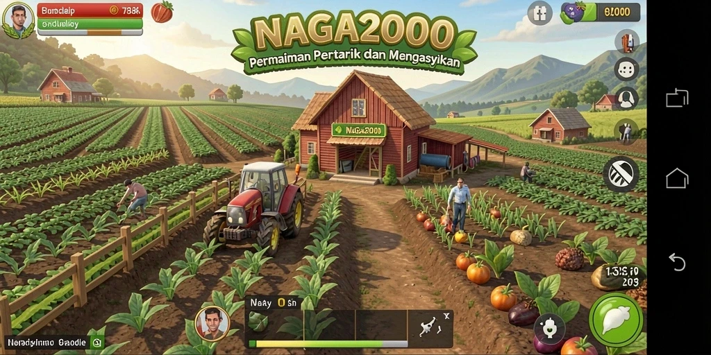 Tangkapan layar utama NAGA2000 menampilkan pengalaman gameplay bertani yang seru.