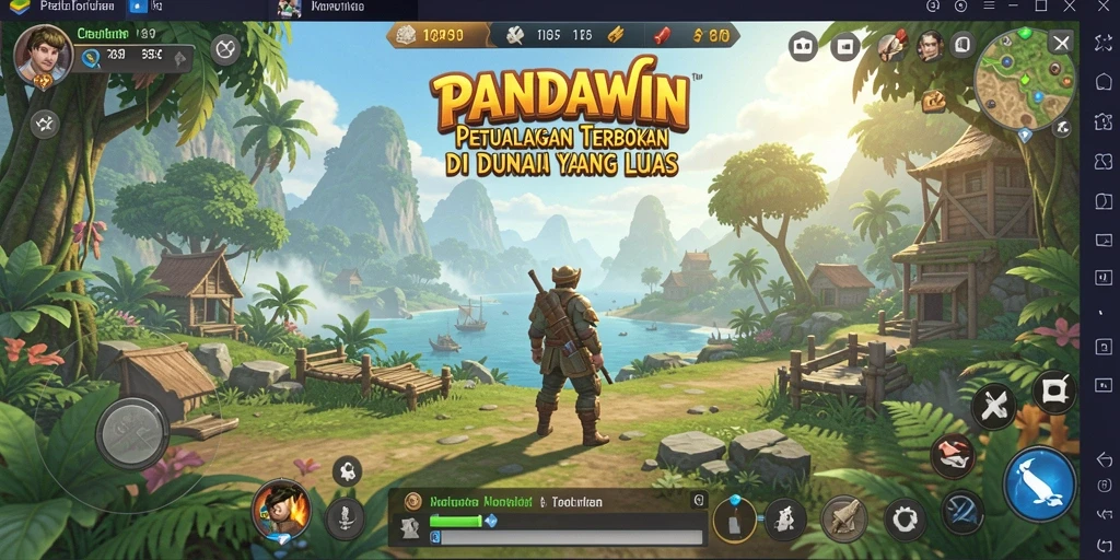 Tangkapan layar utama PANDAWIN menampilkan grafik menawan dalam gameplay Open World.