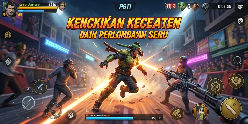 Tampilan gameplay PG11 yang mendebarkan saat mobil melaju cepat di lintasan.