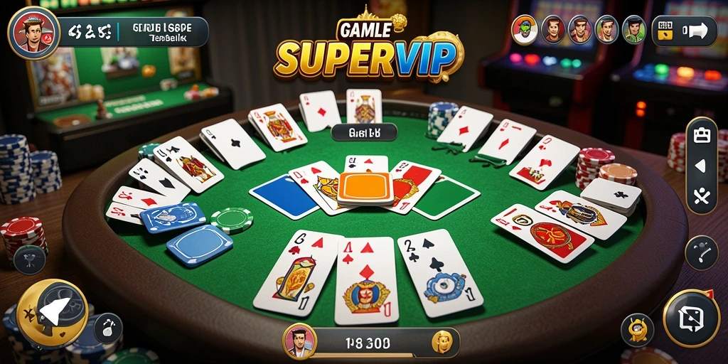 Tangkapan layar utama SUPERVIP menampilkan suasana seru permainan Gaple.