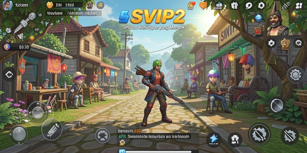 Tampilan screenshot SVIP2 menunjukkan karakter dalam aksi gameplay simulasi.