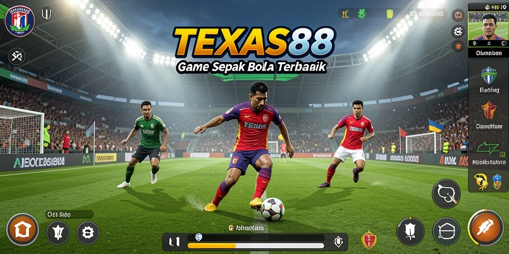 Tampilan gameplay TEXAS88 dengan aksi seru pertandingan sepak bola.
