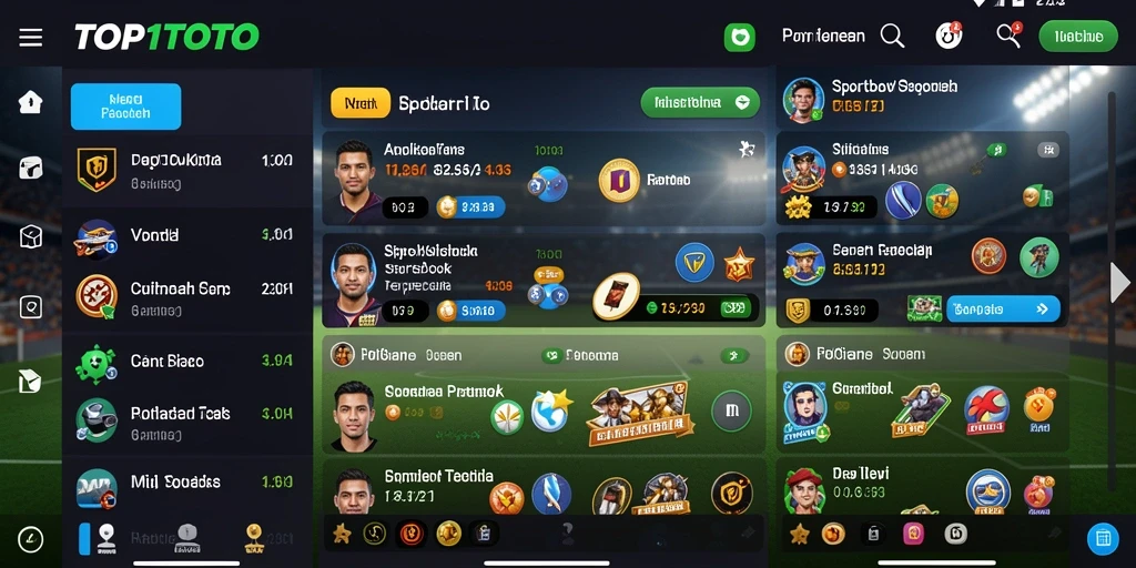 Tampilan utama gameplay aplikasi TOP1TOTO dengan taruhan olahraga.